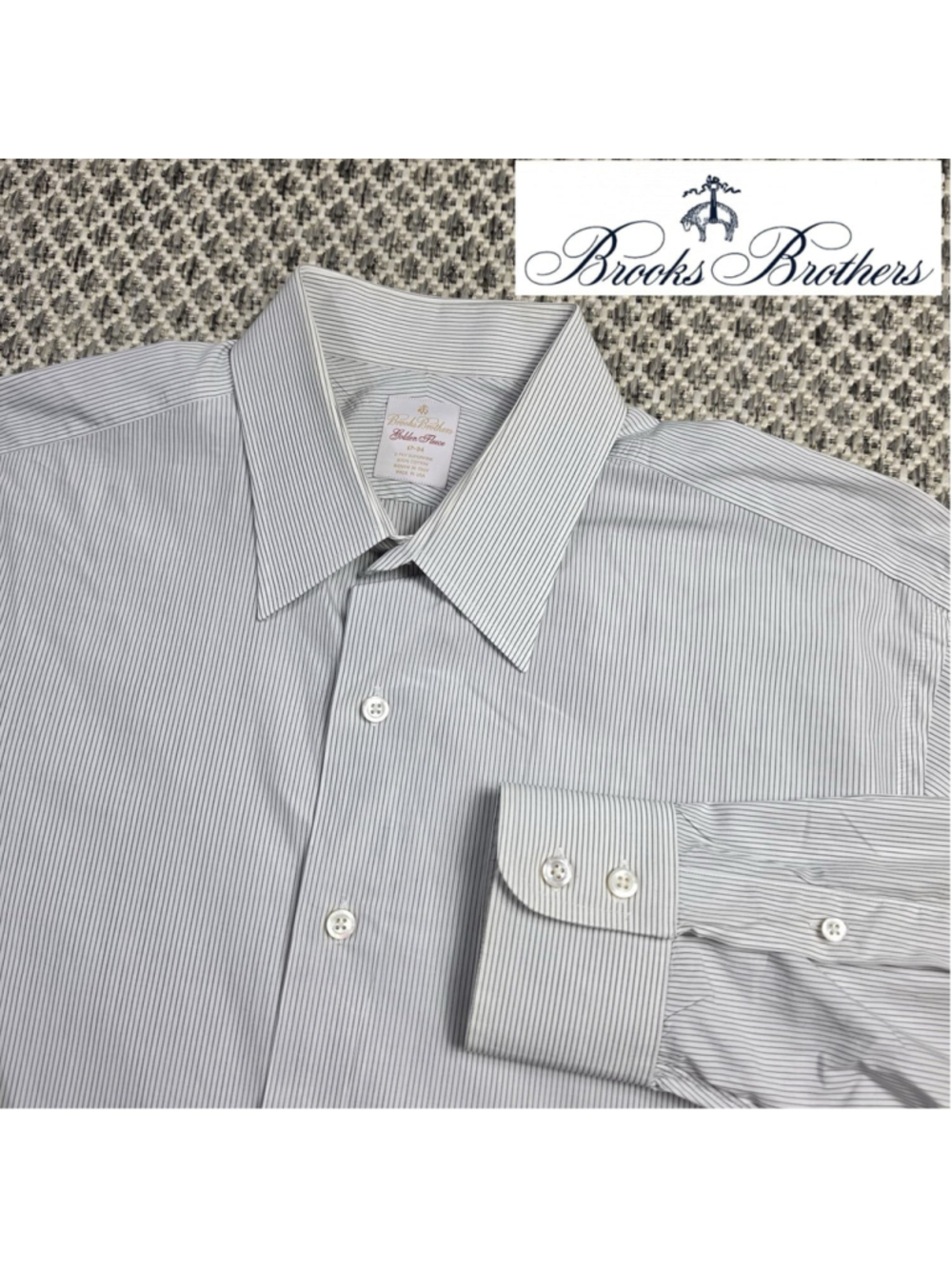 Brooks Brothers Golden Fleece Dress Shirt 17-34 Made USA Italian Cotton Stripe
